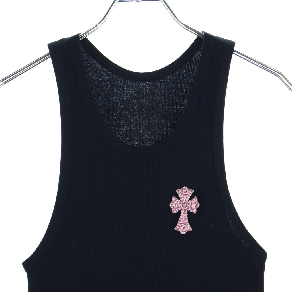 CHROME HEARTS(クロムハーツ) BEADED CROSS TANK TOP ビーズクロス タンクトップ ブラック/ピンク