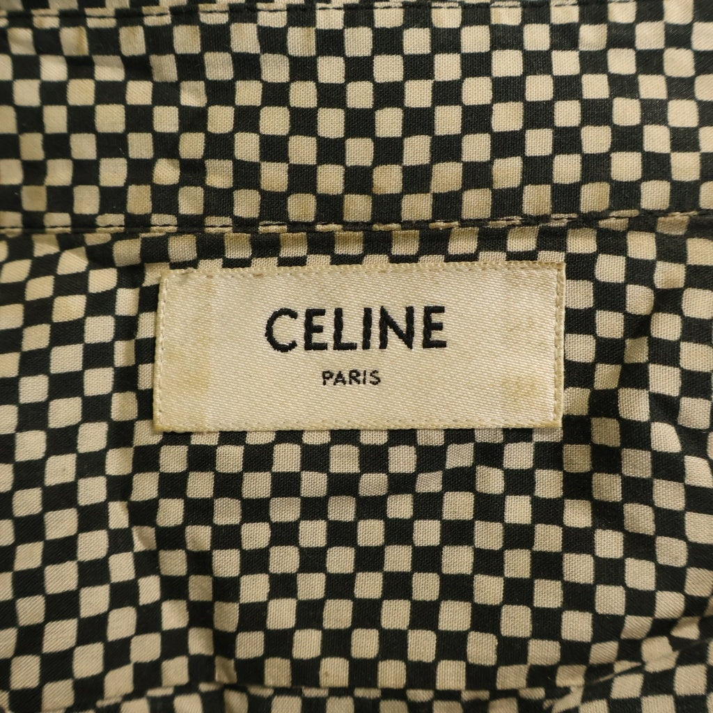 CELINE(セリーヌ) 21SS レーヨン総柄長袖シャツ ブラック/ホワイト 2C028329M