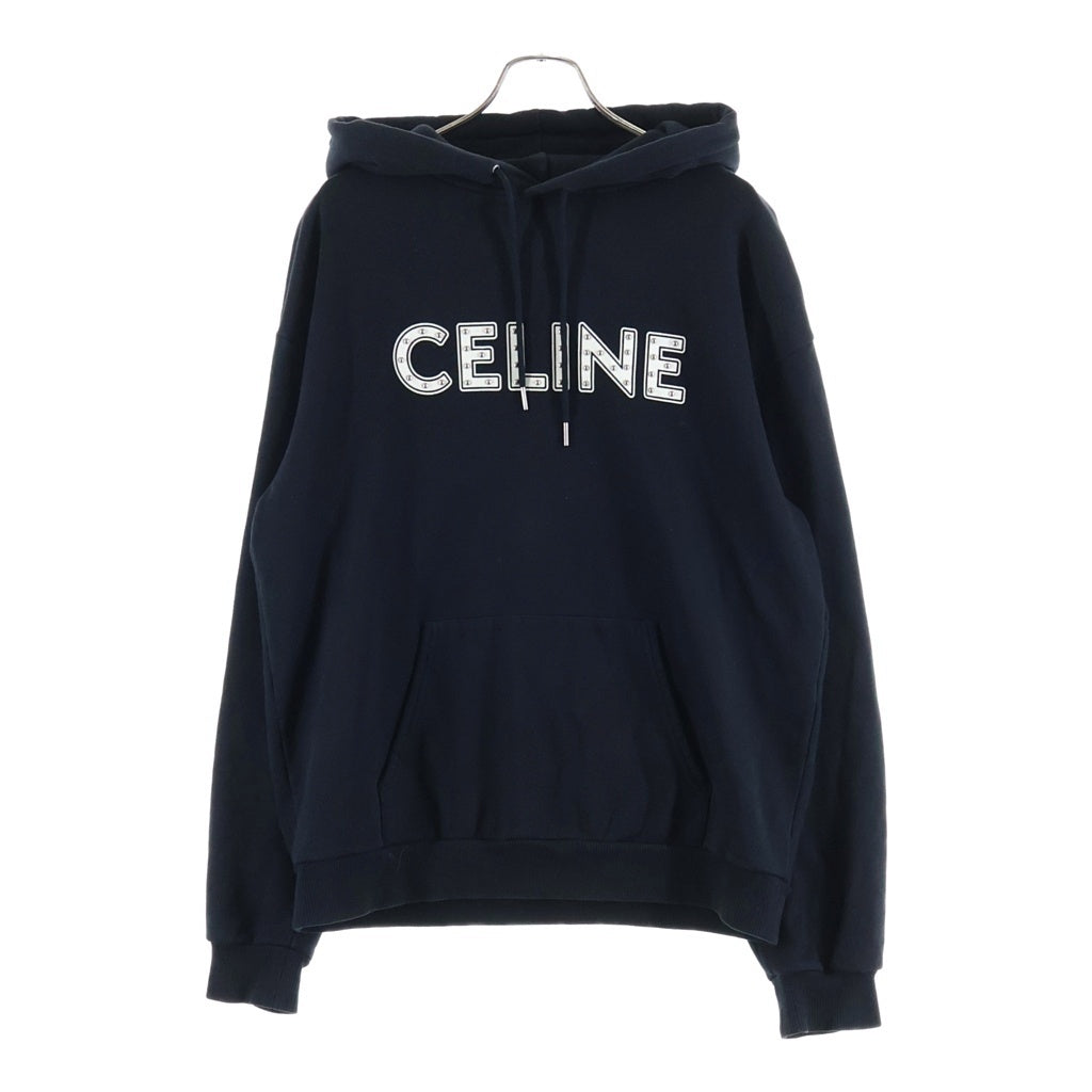 CELINE(セリーヌ) 21SS ロゴスタッズ コットン プルオーバーパーカー ブラック 2Y323052H