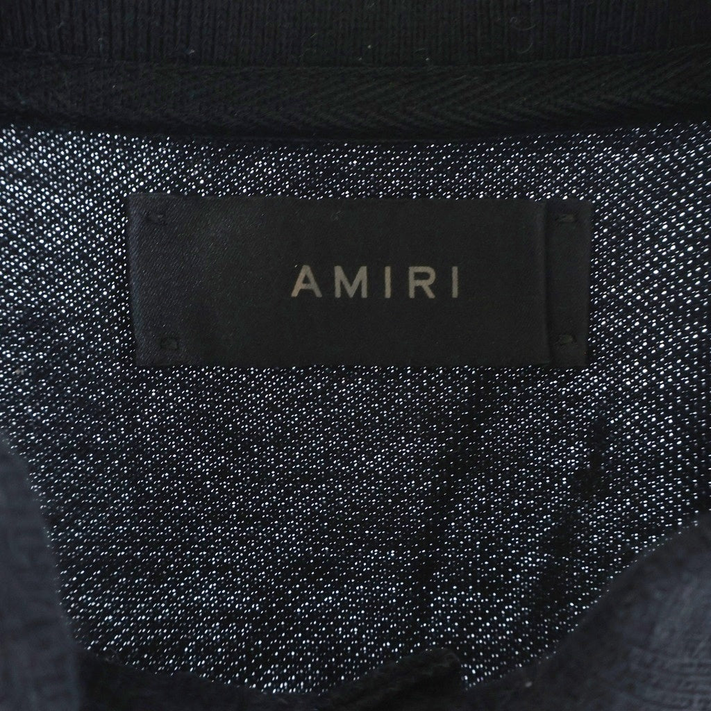 AMIRI(アミリ) MA CORE MAロゴエンブロイダリー 襟付き半袖ポロシャツ ブラック