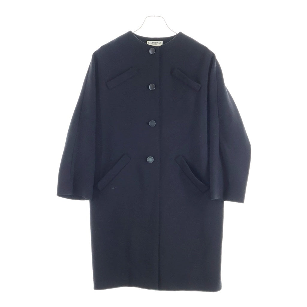 BALENCIAGA(バレンシアガ) ノーカラーウールロングジャケット コート ブラック 357638 TKK19 レディース