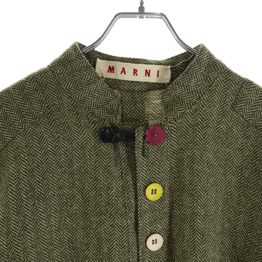 MARNI(マルニ) ノーカラーウールジャケット マルチボタン レディース カーキ
