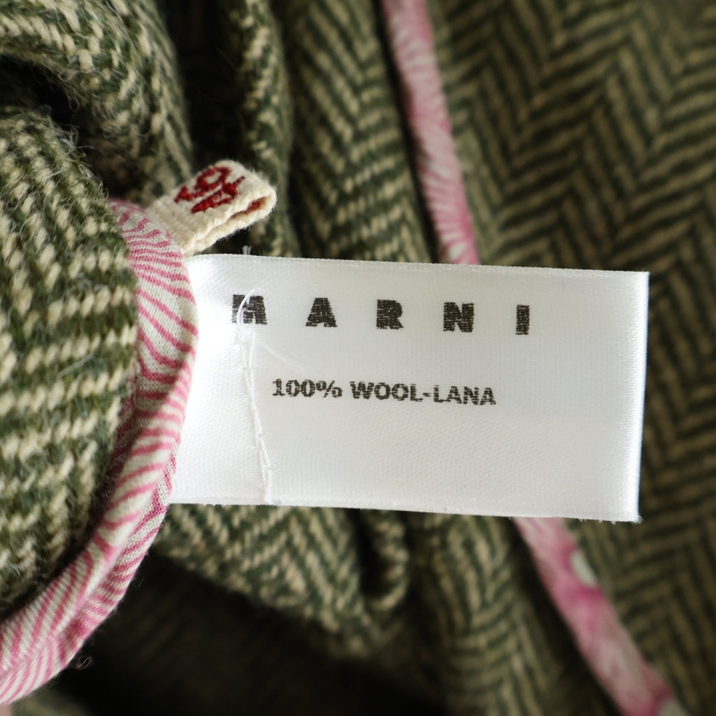 MARNI(マルニ) ノーカラーウールジャケット マルチボタン レディース カーキ