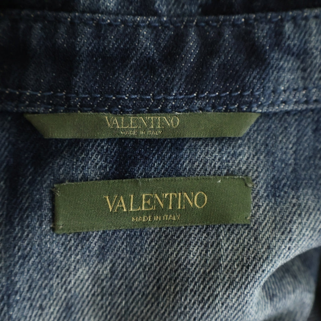 VALENTINO(ヴァレンティノ) ダイダイ柄刺繍 ボタンアップ 長袖シャツ インディゴ LV3DB6663GB