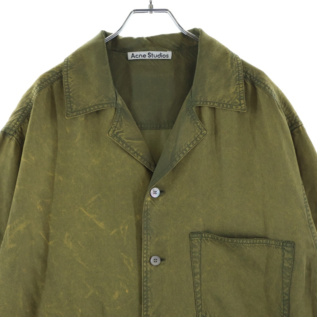 Acne Studios(アクネ ストゥディオズ) ロゴワッペン レーヨン 半袖シャツ イエロー FN-MN-SHIR000822