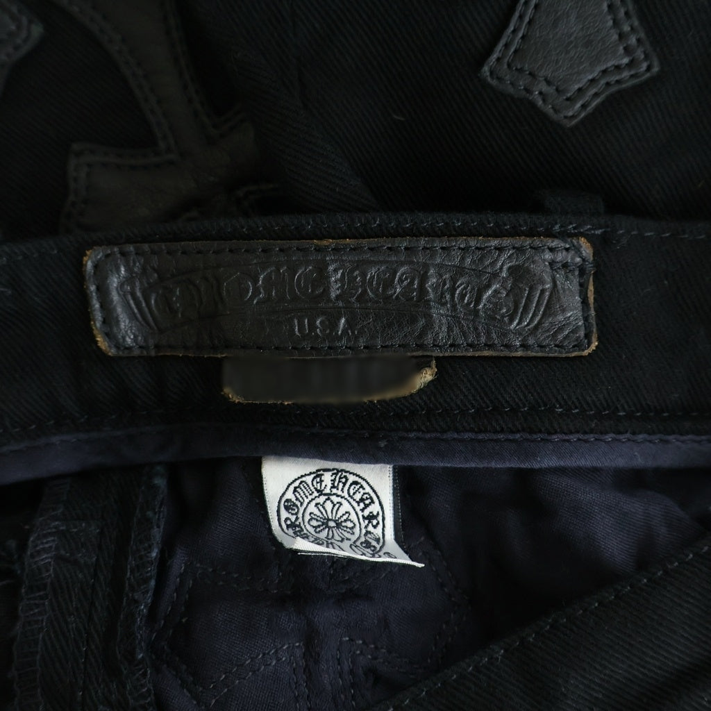 CHROME HEARTS(クロムハーツ) OLD FLEURKNEE CRSパッチ付きオーダーメイド デニムパンツ ブラック