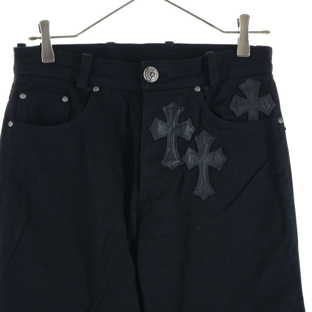 CHROME HEARTS(クロムハーツ) OLD FLEURKNEE CRSパッチ付きオーダーメイド デニムパンツ ブラック
