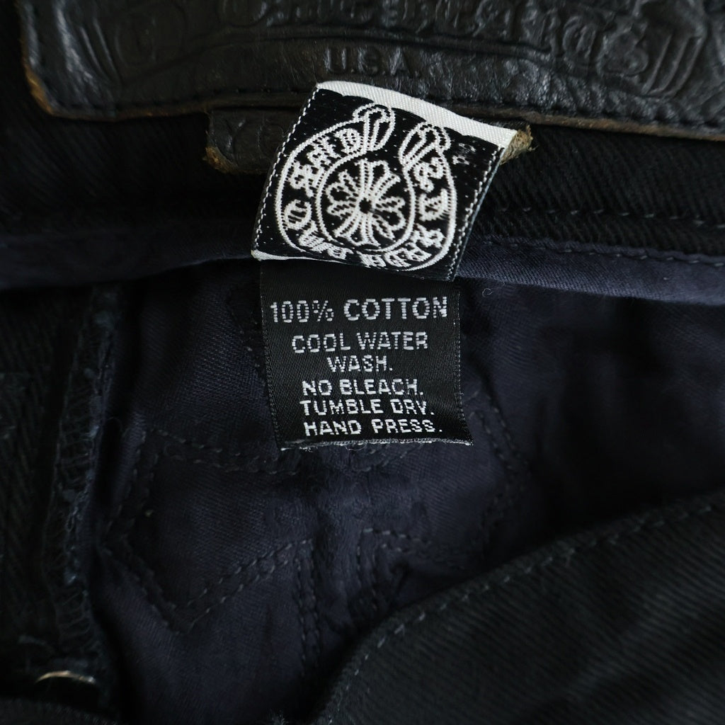CHROME HEARTS(クロムハーツ) OLD FLEURKNEE CRSパッチ付きオーダーメイド デニムパンツ ブラック
