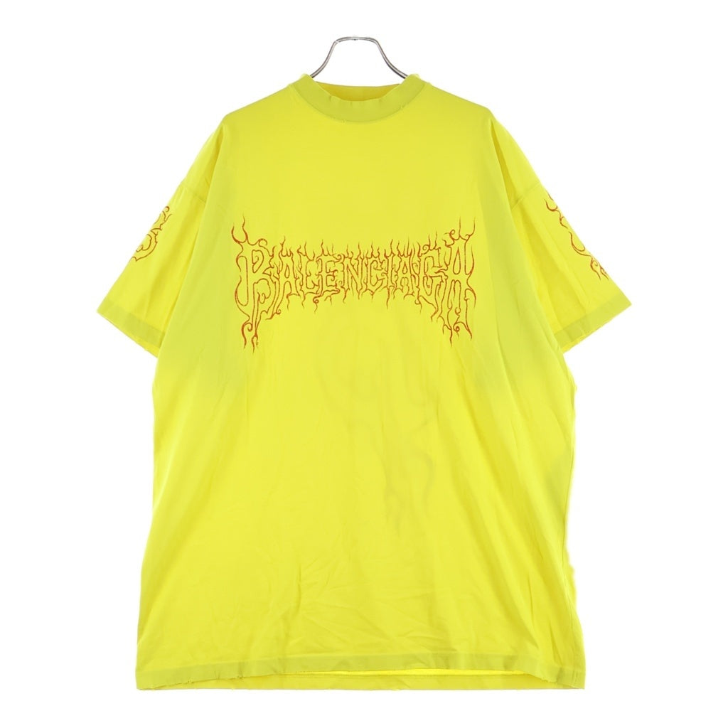 BALENCIAGA(バレンシアガ) 24SS DARKWAVE TEE ダークウェーブ フロントプリント クルーネック半袖カットソーTシャツ イエロー 739028 TPVN5