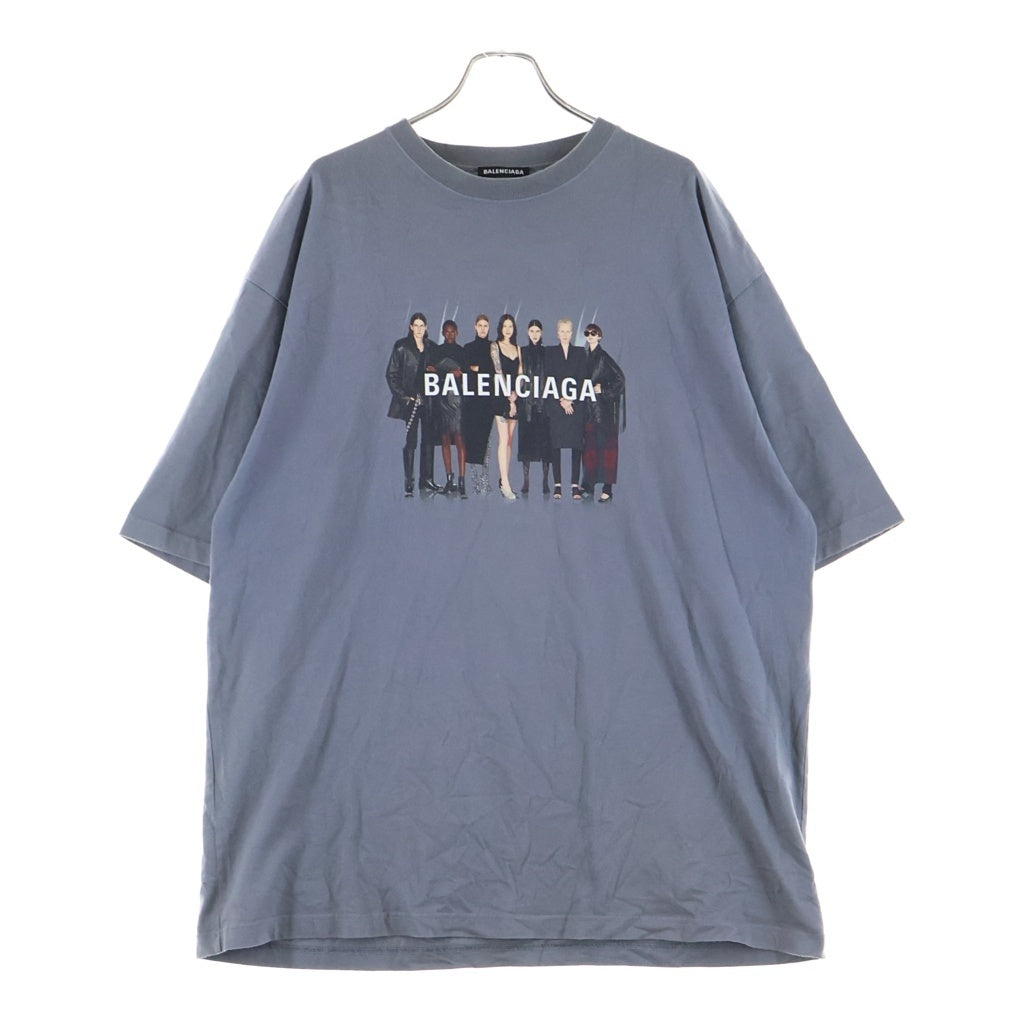 BALENCIAGA(バレンシアガ) 20SS REAL BALENCIAGA TEE リアルバレンシアガ フロントプリント クルーネック半袖カットソーTシャツ グレー 620969 TIV47