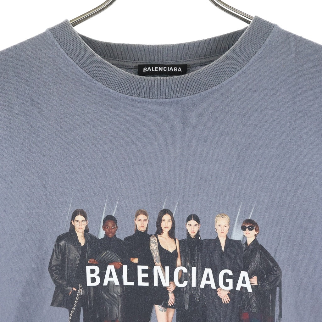 BALENCIAGA(バレンシアガ) 20SS REAL BALENCIAGA TEE リアルバレンシアガ フロントプリント クルーネック半袖カットソーTシャツ グレー 620969 TIV47