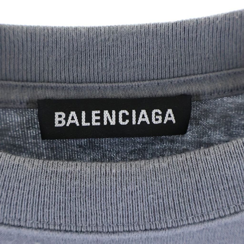BALENCIAGA(バレンシアガ) 20SS REAL BALENCIAGA TEE リアルバレンシアガ フロントプリント クルーネック半袖カットソーTシャツ グレー 620969 TIV47