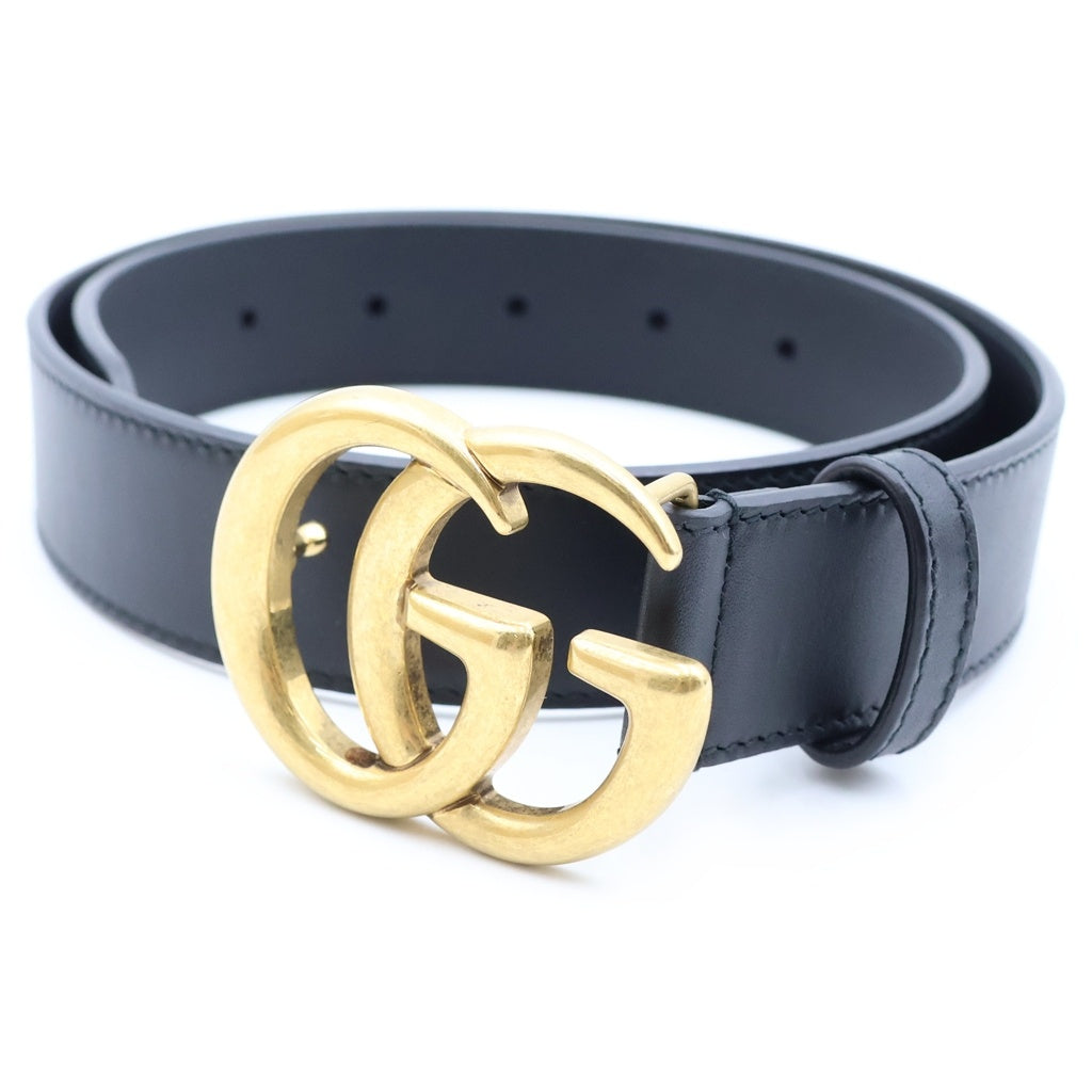GUCCI(グッチ) GGバックル レザーベルト レディース ブラック/ゴールド 414516 AP00T