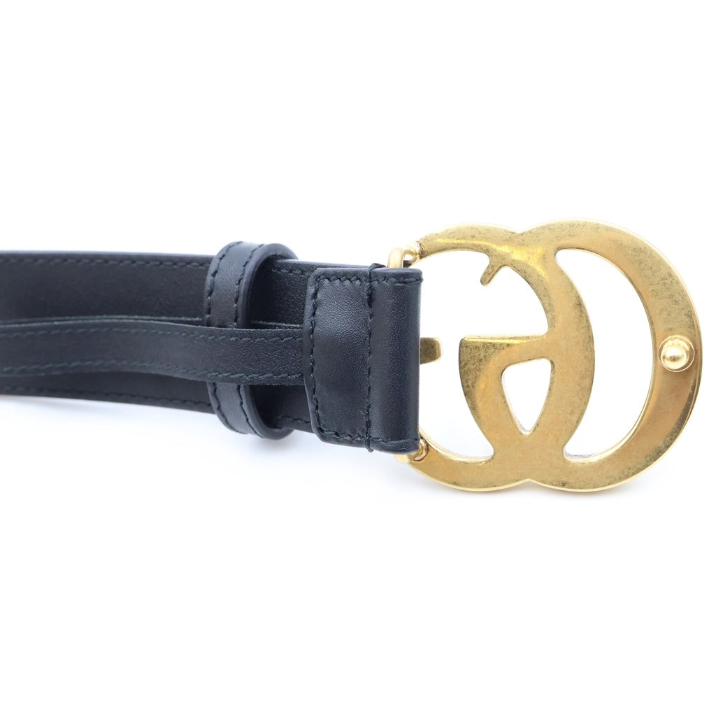 GUCCI(グッチ) GGバックル レザーベルト レディース ブラック/ゴールド 414516 AP00T