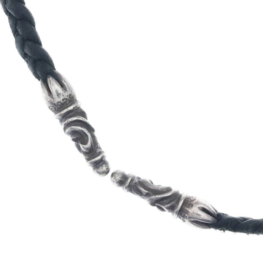 CHROME HEARTS(クロムハーツ) LEATHER BRAID SCROLL ネックレス レザーブレイドネックレス ブラック/シルバー BCA377