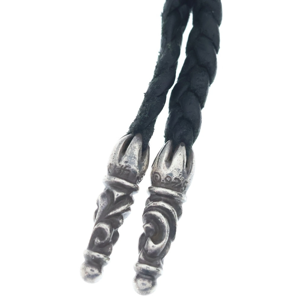 CHROME HEARTS(クロムハーツ) LEATHER BRAID SCROLL ネックレス レザーブレイドネックレス ブラック/シルバー BCA377