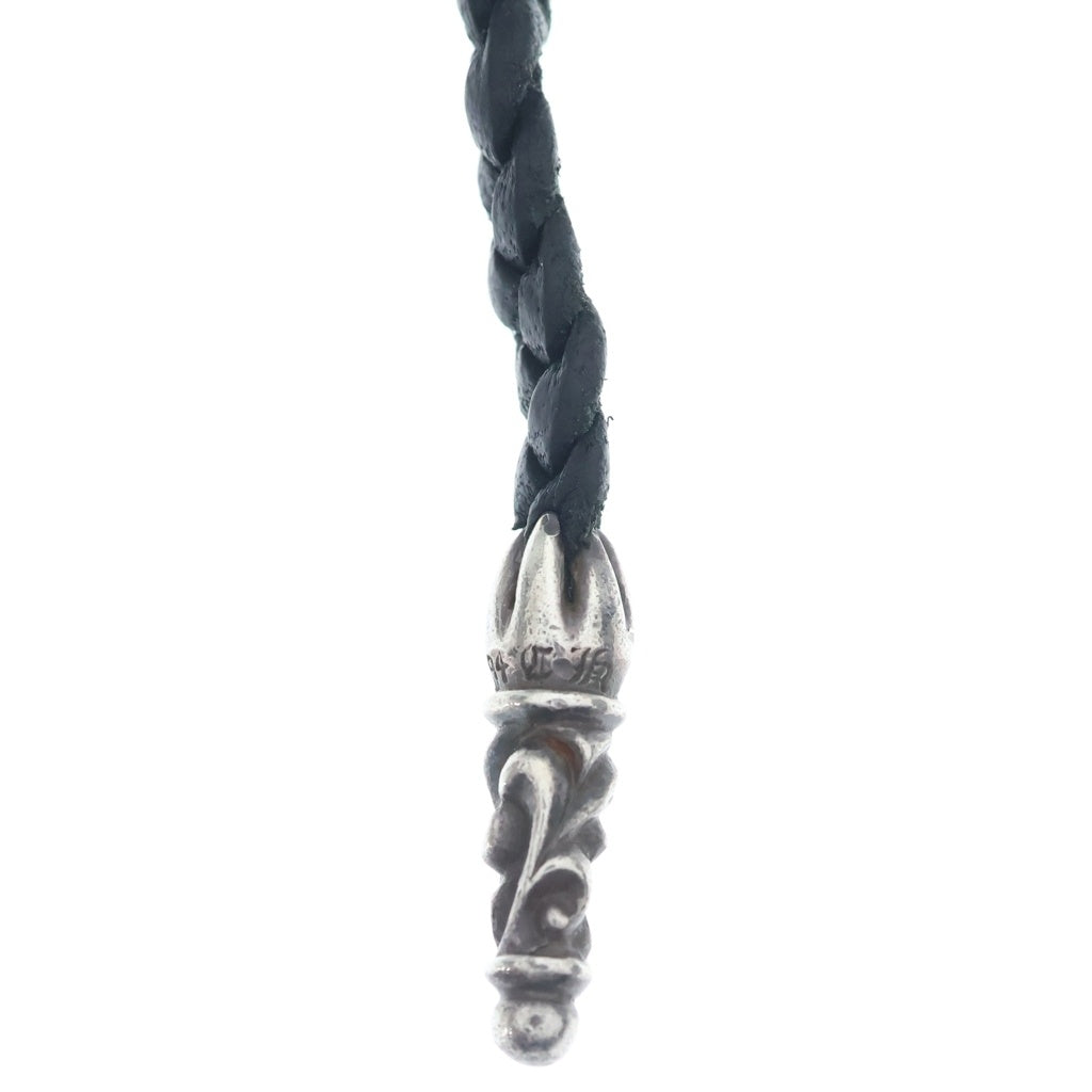 CHROME HEARTS(クロムハーツ) LEATHER BRAID SCROLL ネックレス レザーブレイドネックレス ブラック/シルバー BCA377