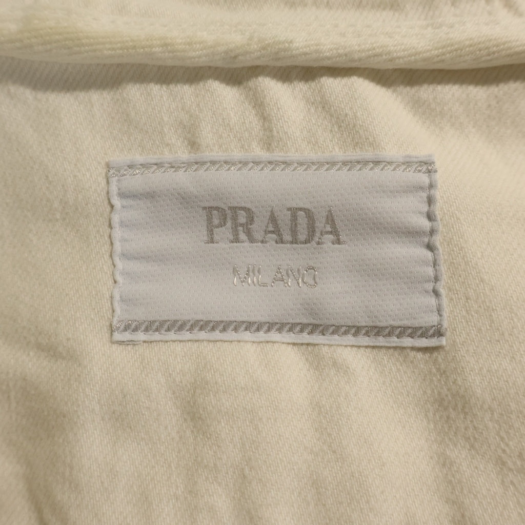 PRADA(プラダ) トライアングルロゴ ボタンアップ デニムフーデットジャケット ホワイト GEC108 S000 14LW