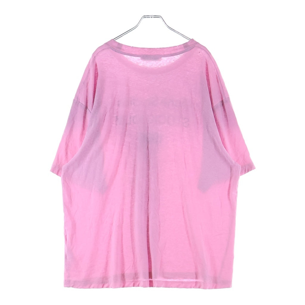 Acne Studios(アクネ ストゥディオズ) 25SS 汚れダメージ加工ロゴ クルーネック半袖カットソーTシャツ ピンク FN-UX-TSHI000013