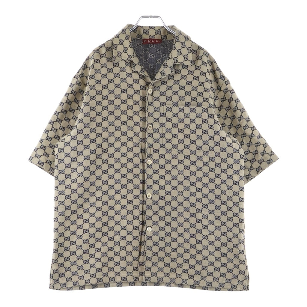 GUCCI(グッチ) GGリネンブレンドキャンバス半袖シャツ ブラウン 742707 ZAM7G