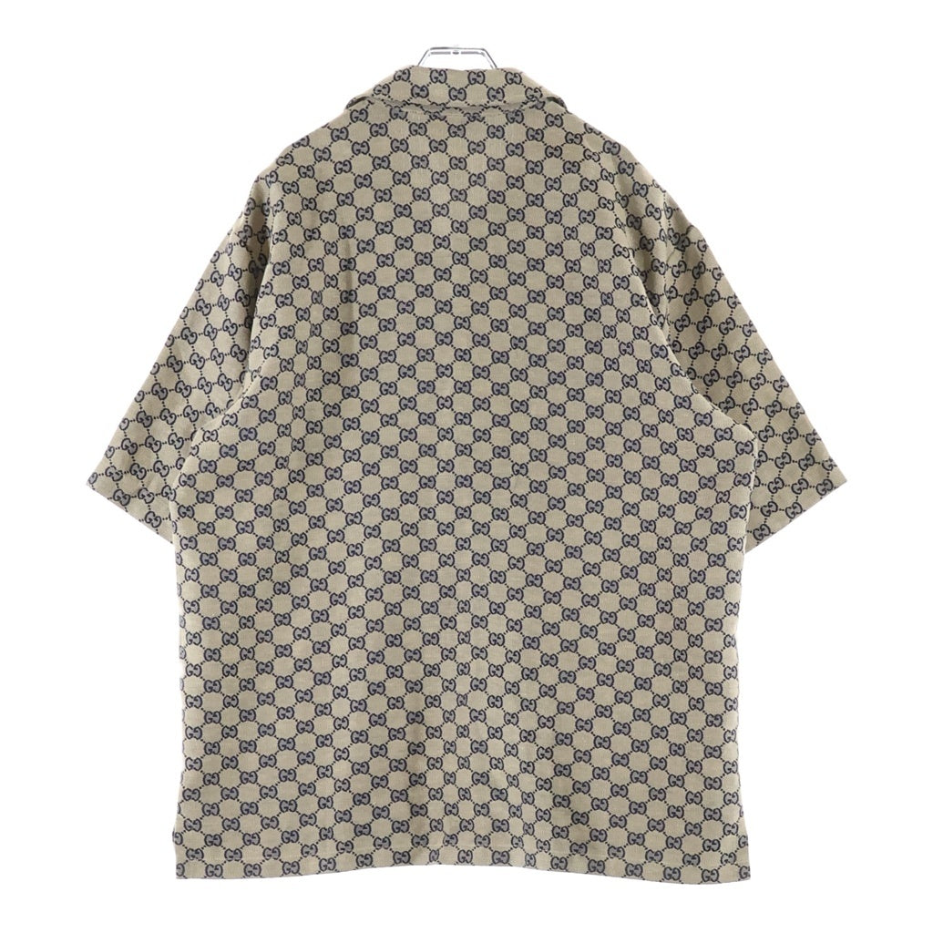 GUCCI(グッチ) GGリネンブレンドキャンバス半袖シャツ ブラウン 742707 ZAM7G