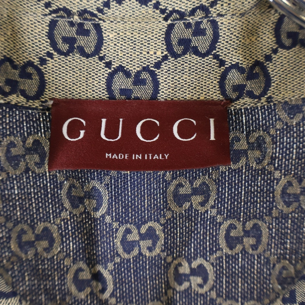 GUCCI(グッチ) GGリネンブレンドキャンバス半袖シャツ ブラウン 742707 ZAM7G