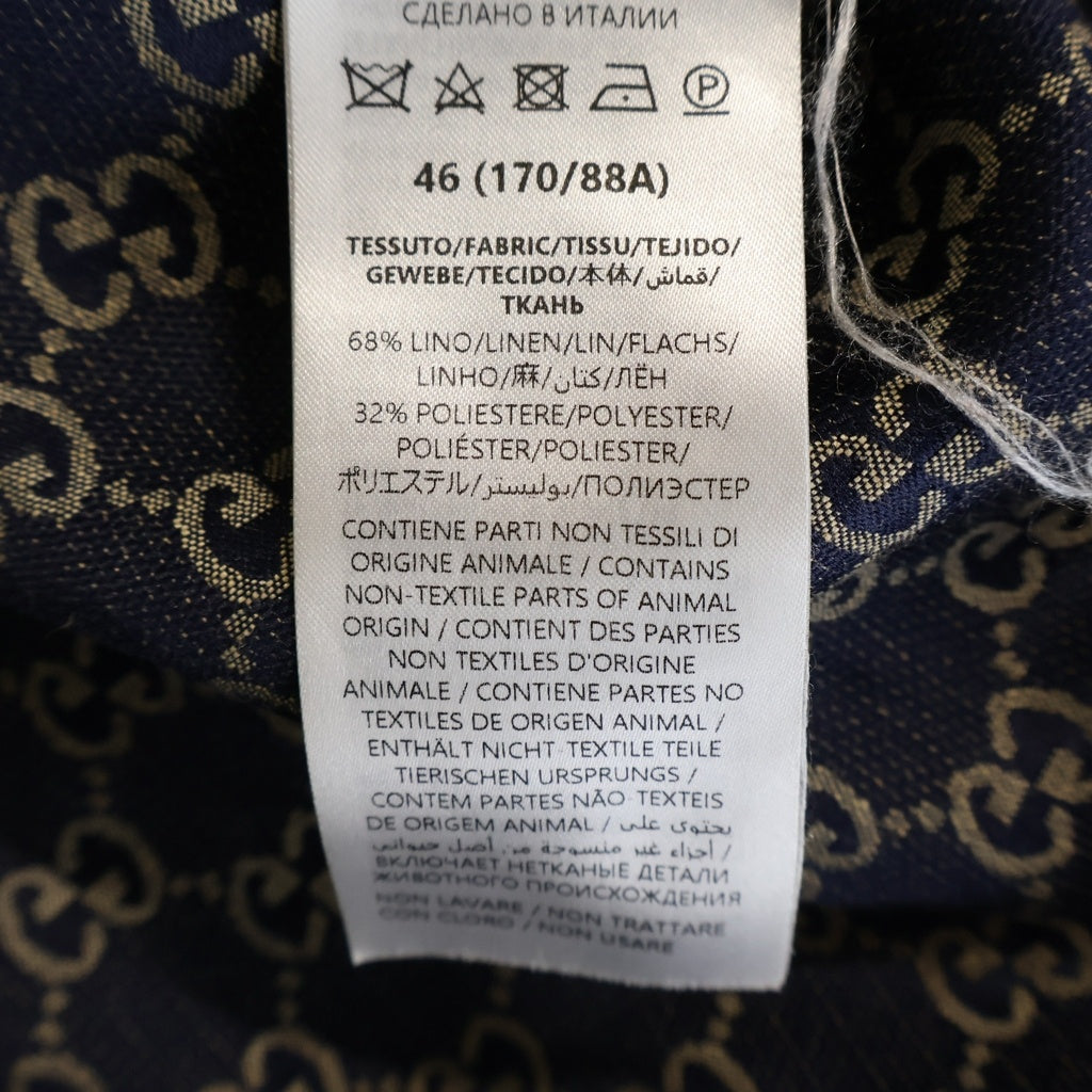 GUCCI(グッチ) GGリネンブレンドキャンバス半袖シャツ ブラウン 742707 ZAM7G