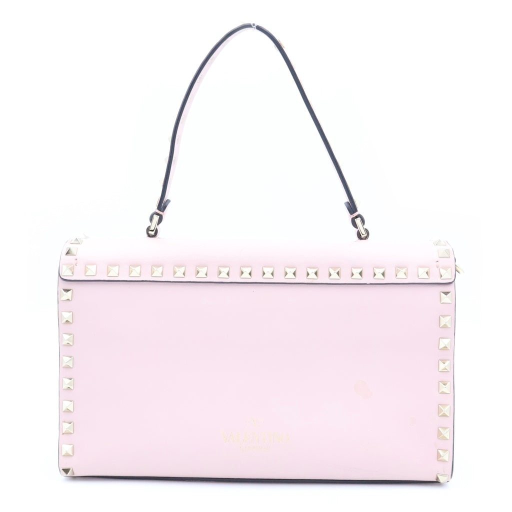 VALENTINO(ヴァレンティノ) 2WAY ロックスタッズ レザー ショルダーバッグ ハンドバッグ ピンク レディース