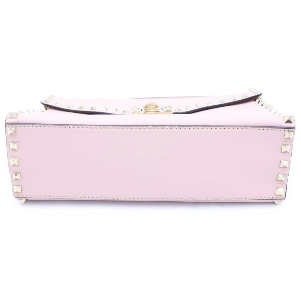 VALENTINO(ヴァレンティノ) 2WAY ロックスタッズ レザー ショルダーバッグ ハンドバッグ ピンク レディース