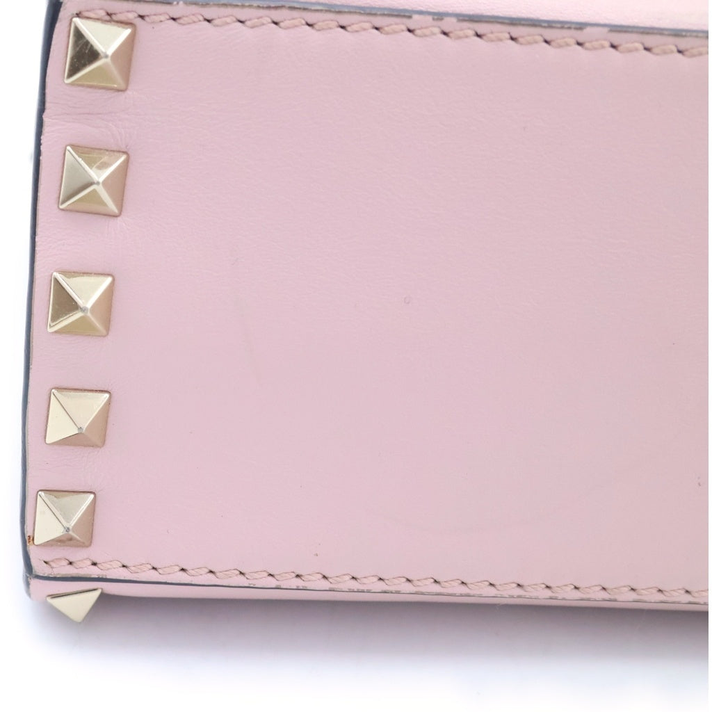 VALENTINO(ヴァレンティノ) 2WAY ロックスタッズ レザー ショルダーバッグ ハンドバッグ ピンク レディース