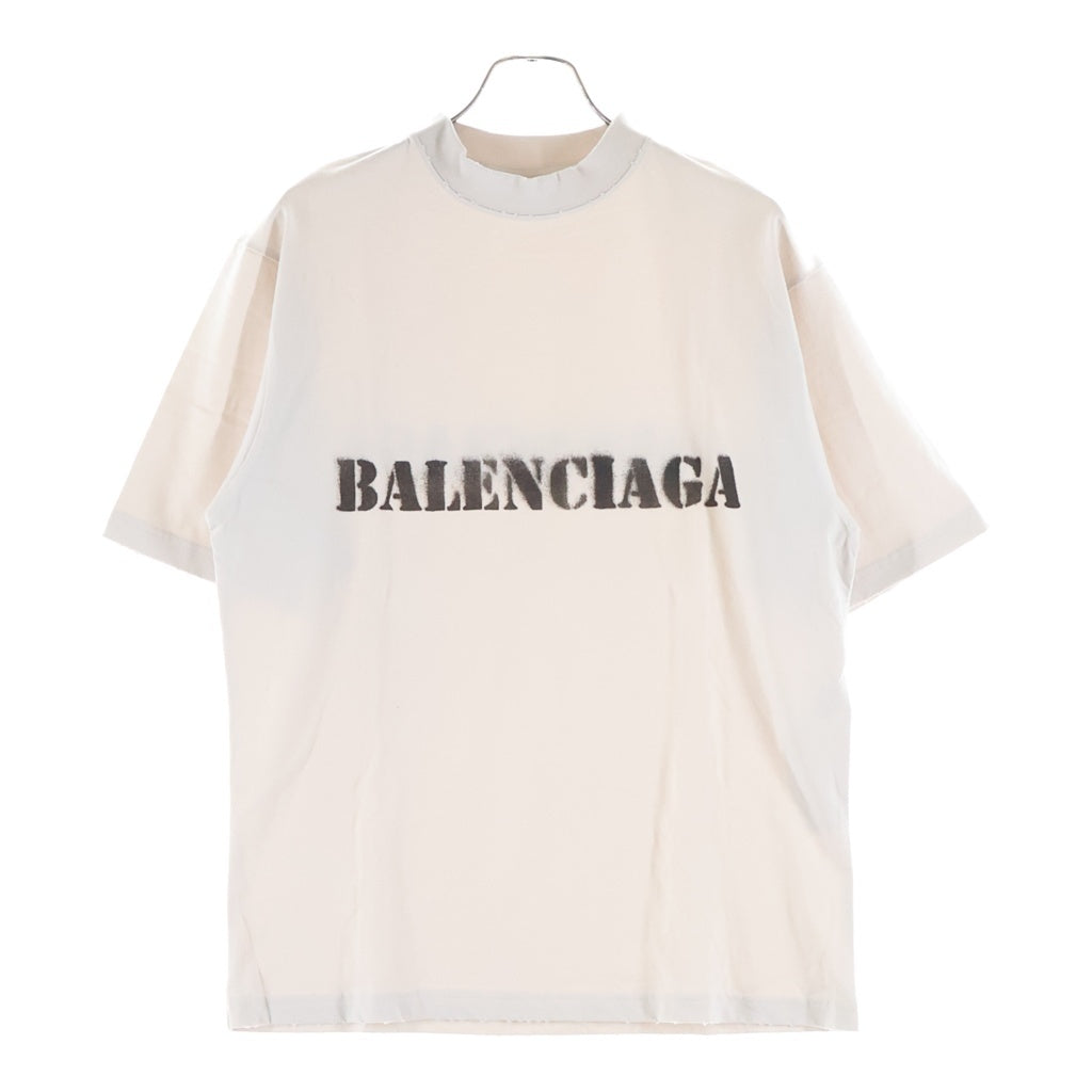 BALENCIAGA(バレンシアガ) 24SS STENCIL TYPE T-SHIRT ステンシルタイプ フロントロゴプリント クルーネック半袖カットソーTシャツ ホワイト 764235 TQVA3
