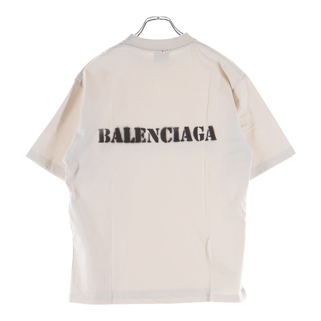 BALENCIAGA(バレンシアガ) 24SS STENCIL TYPE T-SHIRT ステンシルタイプ フロントロゴプリント クルーネック半袖カットソーTシャツ ホワイト 764235 TQVA3