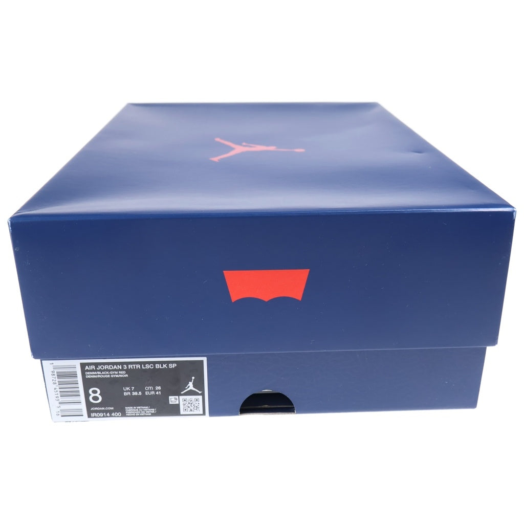 NIKE(ナイキ) ×LEVIS AIR JORDAN 3 RETRO SP リーバス エアジョーダン3 レトロ デニムハイカットスニーカー ブラック/グレー US8/26cm IR0914-400