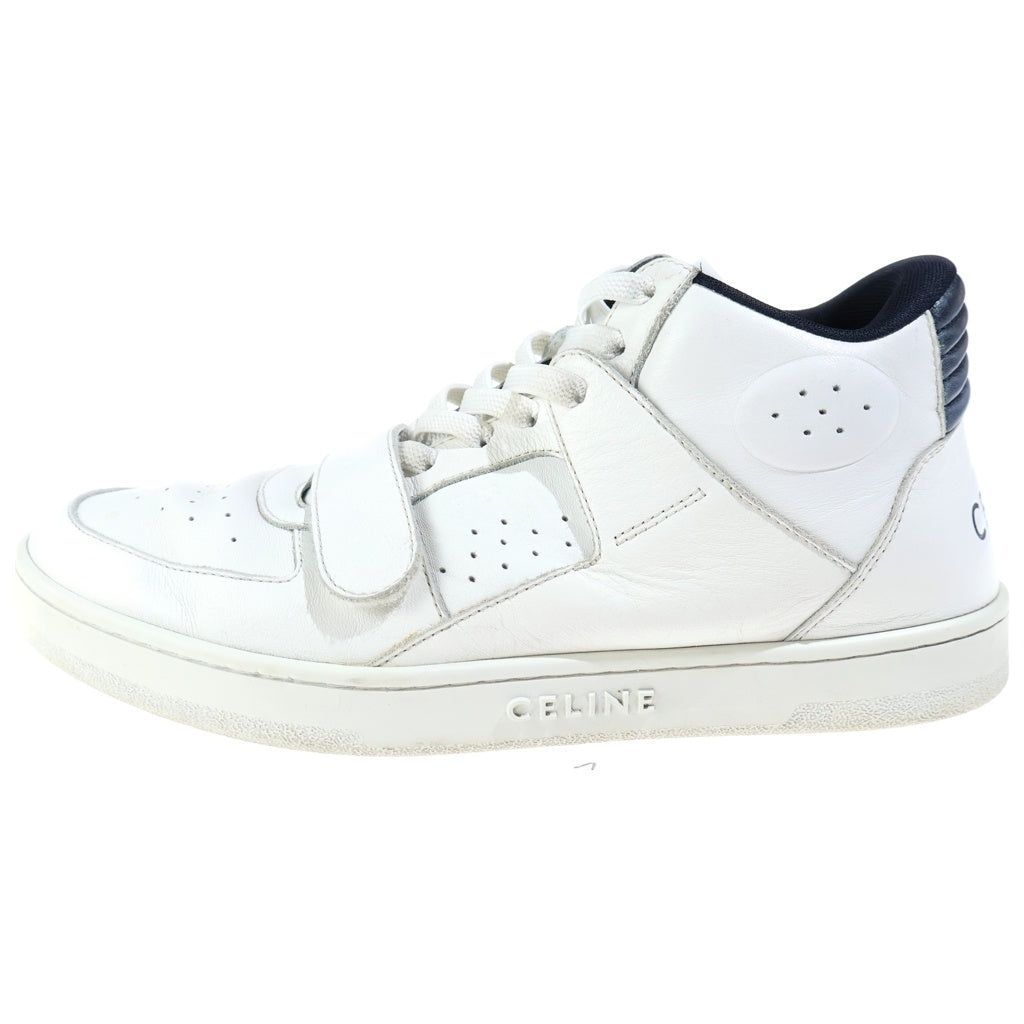 CELINE(セリーヌ) CT-02 ベルクロ ロゴプリント レザーハイカットスニーカー ホワイト FA0272