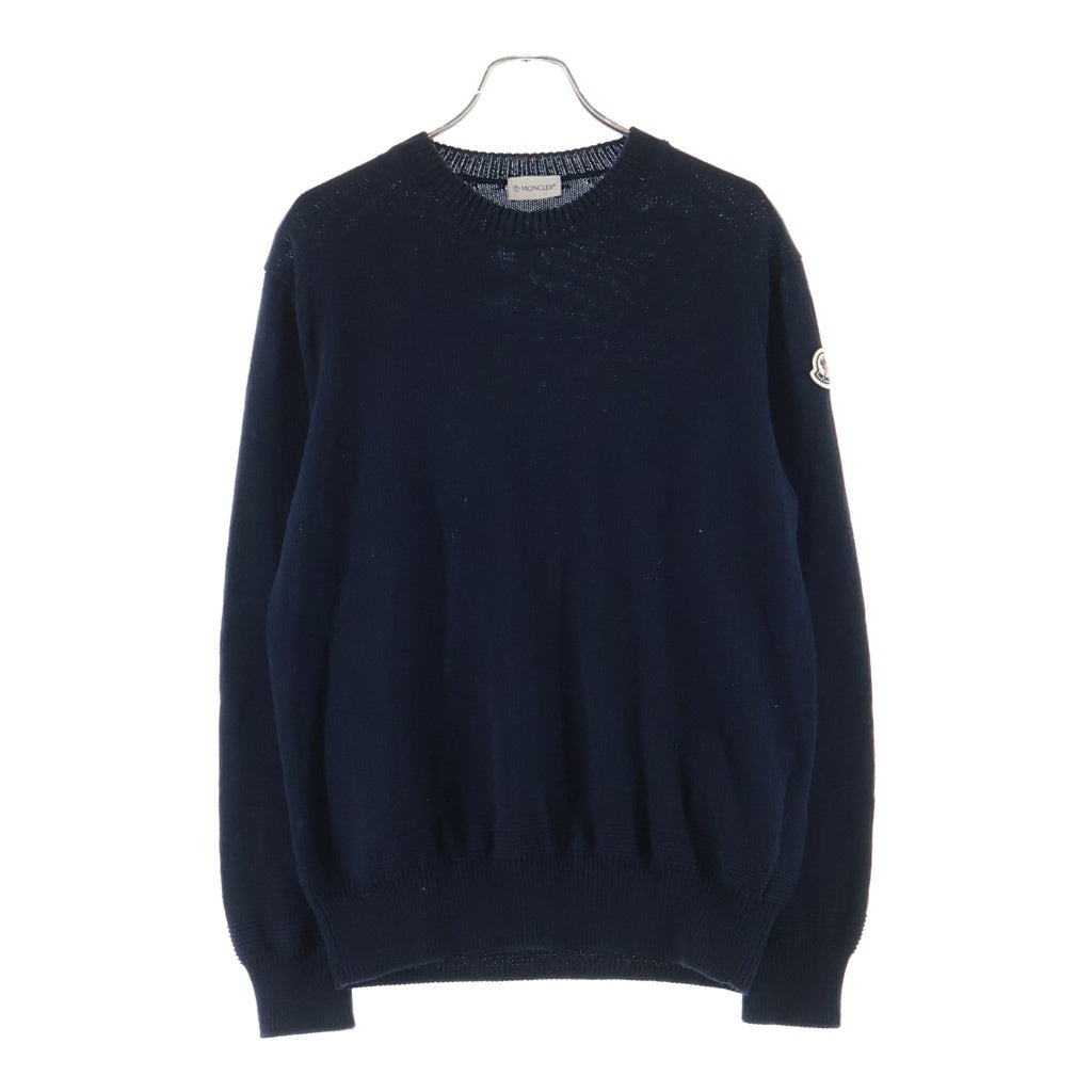 MONCLER(モンクレール) 25SS ショルダーワッペンデザイン クルーネック ロングスリーブ 長袖ニット セーター ネイビー K10919C00007 M1367