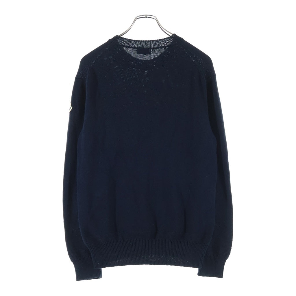 MONCLER(モンクレール) 25SS ショルダーワッペンデザイン クルーネック ロングスリーブ 長袖ニット セーター ネイビー K10919C00007 M1367