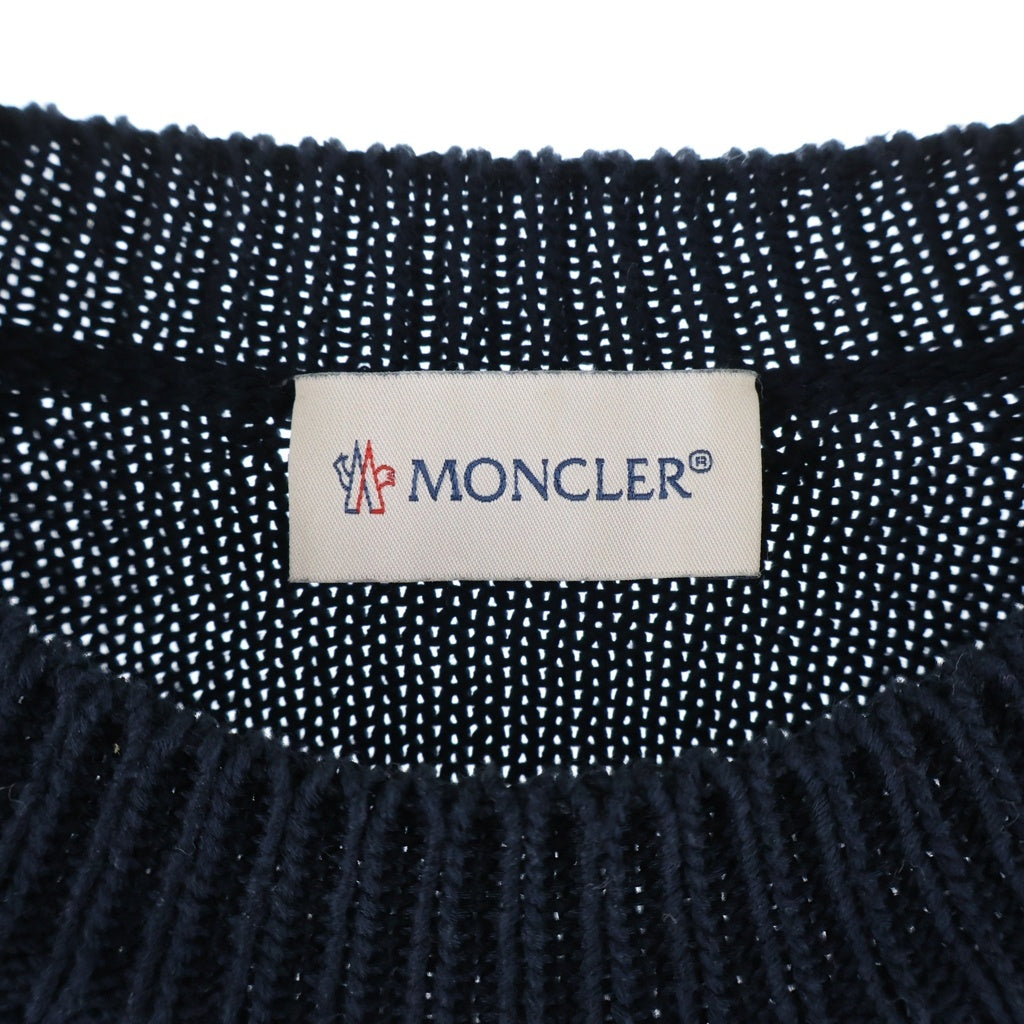 MONCLER(モンクレール) 25SS ショルダーワッペンデザイン クルーネック ロングスリーブ 長袖ニット セーター ネイビー K10919C00007 M1367