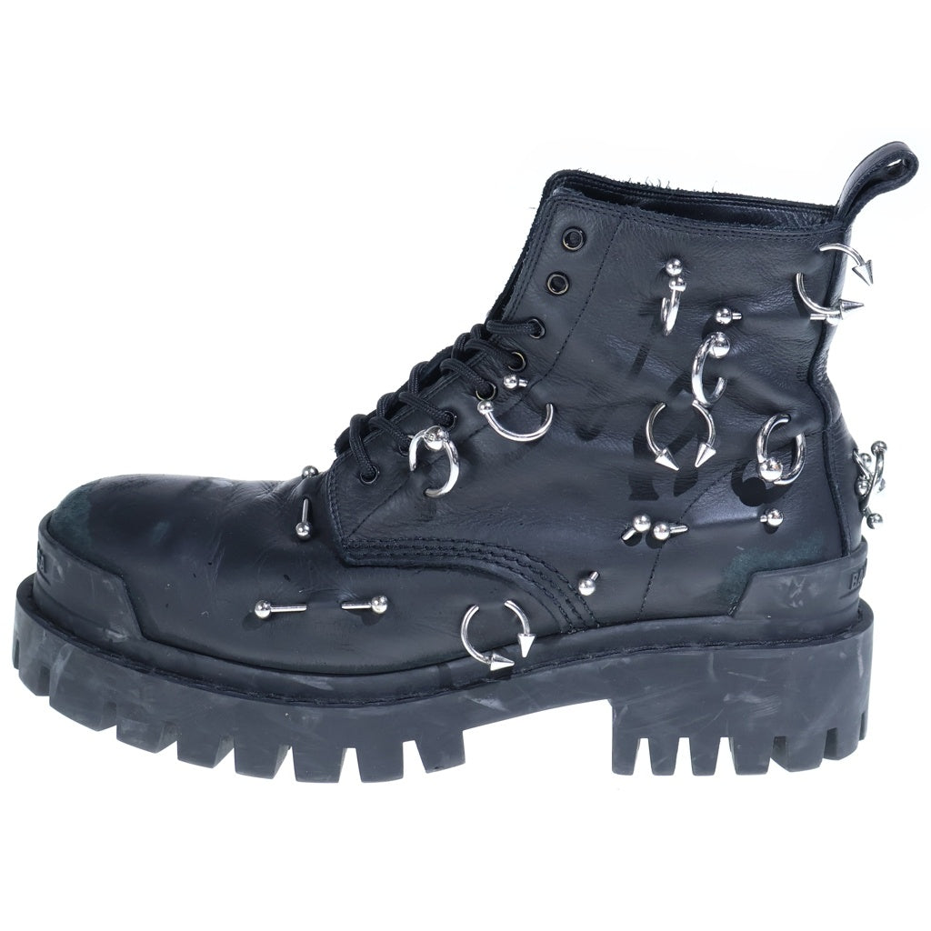 BALENCIAGA(バレンシアガ) STRIKE 20MM ストライクピアッシングレザーブーツ ブラック/シルバー 763495