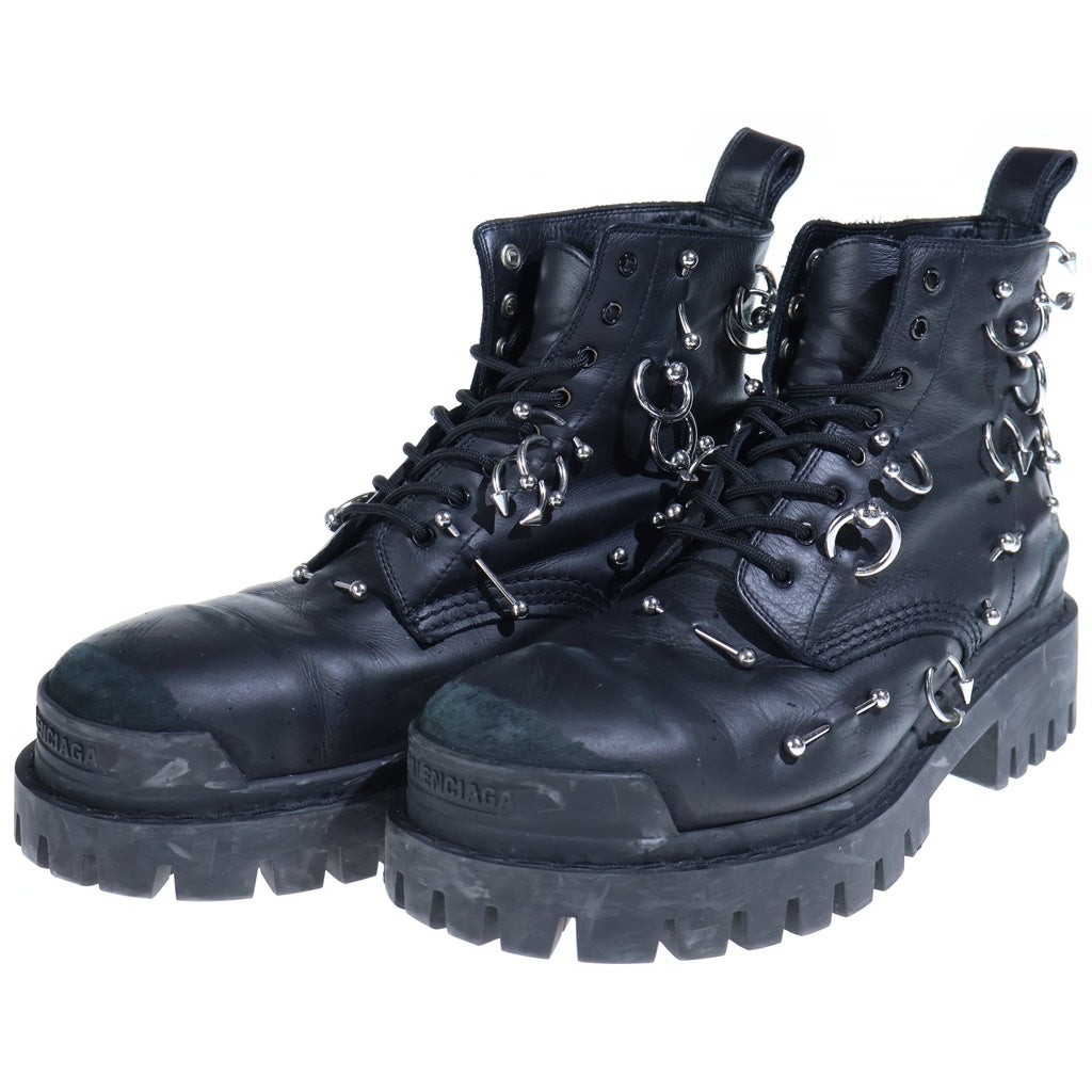 BALENCIAGA(バレンシアガ) STRIKE 20MM ストライクピアッシングレザーブーツ ブラック/シルバー 763495