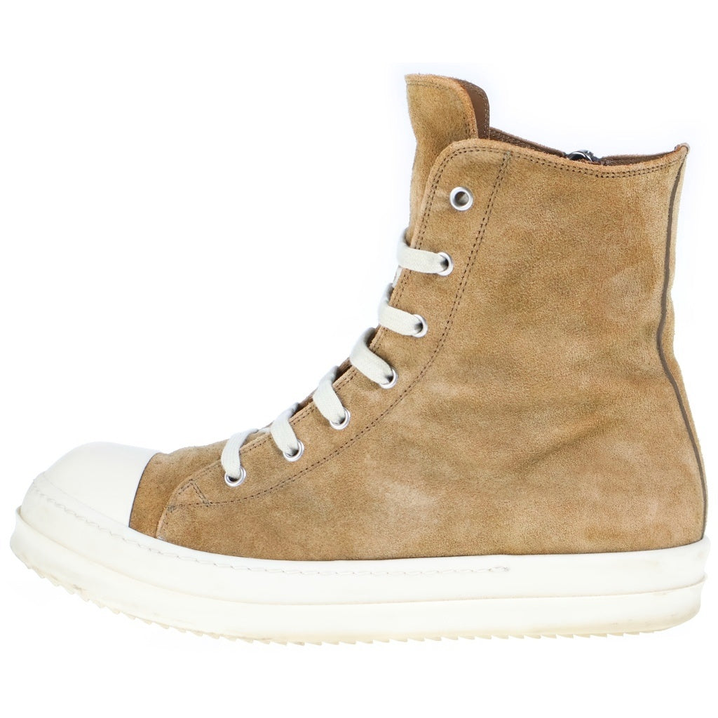 Rick Owens(リックオウエンス) 26SS Temple レースアップ ジップスニーカー ラモーンズ ハイカットレザースニーカー ブラウン RU01F2890LCSU