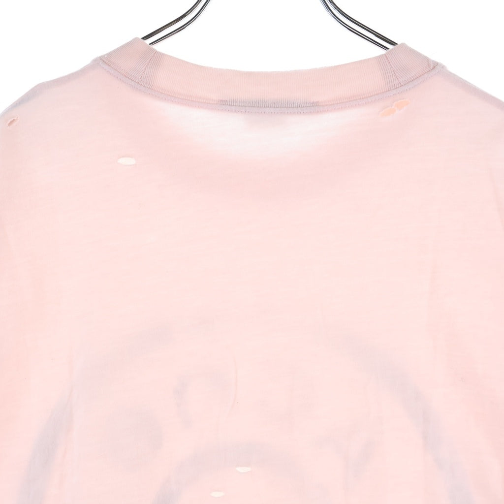 Acne Studios(アクネ ストゥディオズ) 24SS グラフィックプリント ダメージ加工 半袖Tシャツ カットソー ピンク FN-UX-TSHI000079 CL0294