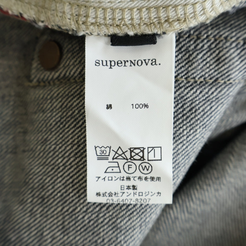 SuperNova(スーパーノヴァ) ジップフライ ワイドセルヴィッチデニムパンツ グレー