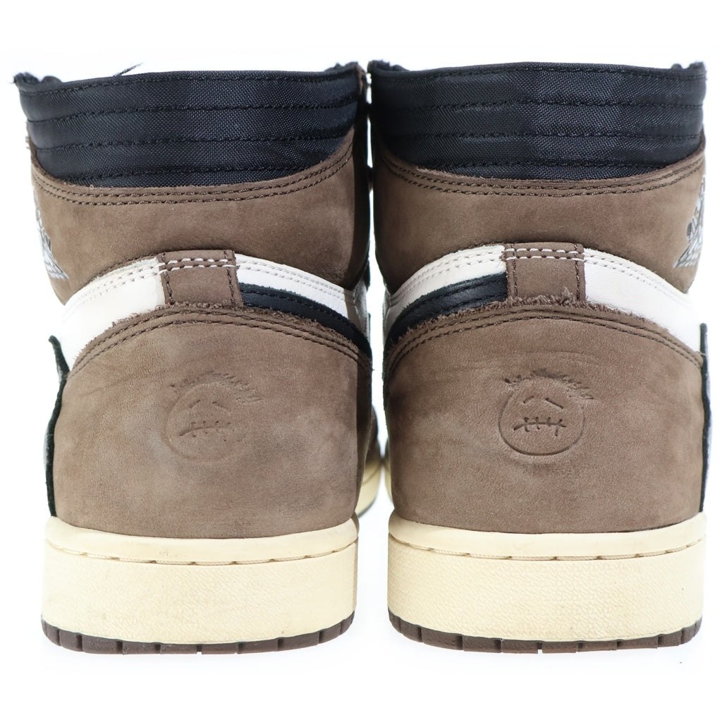 NIKE(ナイキ) ×TRAVIS SCOTT AIR JORDAN 1 HIGH OG TS SP トラヴィススコット エアジョーダン1 レザーハイカットスニーカー ブラウン/ホワイト US9.5/27.5cm CD4487-100