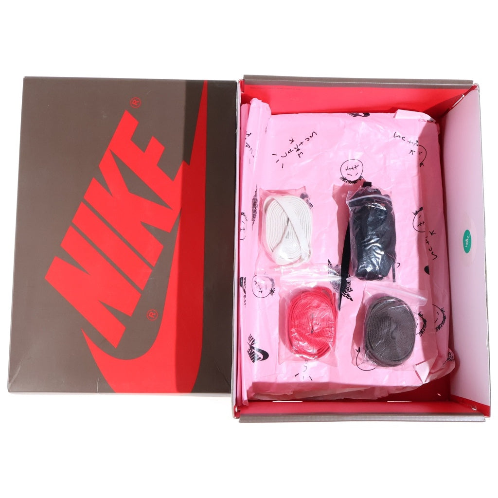NIKE(ナイキ) ×TRAVIS SCOTT AIR JORDAN 1 HIGH OG TS SP トラヴィススコット エアジョーダン1 レザーハイカットスニーカー ブラウン/ホワイト US9.5/27.5cm CD4487-100