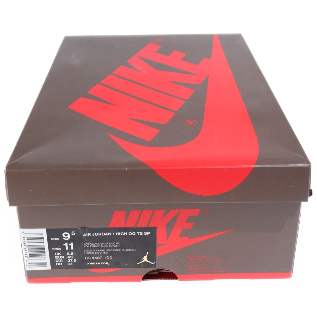NIKE(ナイキ) ×TRAVIS SCOTT AIR JORDAN 1 HIGH OG TS SP トラヴィススコット エアジョーダン1 レザーハイカットスニーカー ブラウン/ホワイト US9.5/27.5cm CD4487-100