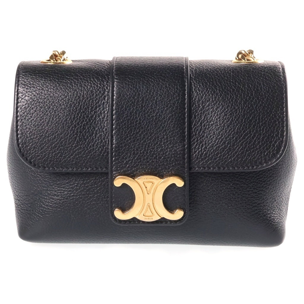 CELINE(セリーヌ) ミニ ヴィクトワール サプルグレインドカーフスキン レザーショルダーバッグ ブラック 10N113GGR.38NO レディース