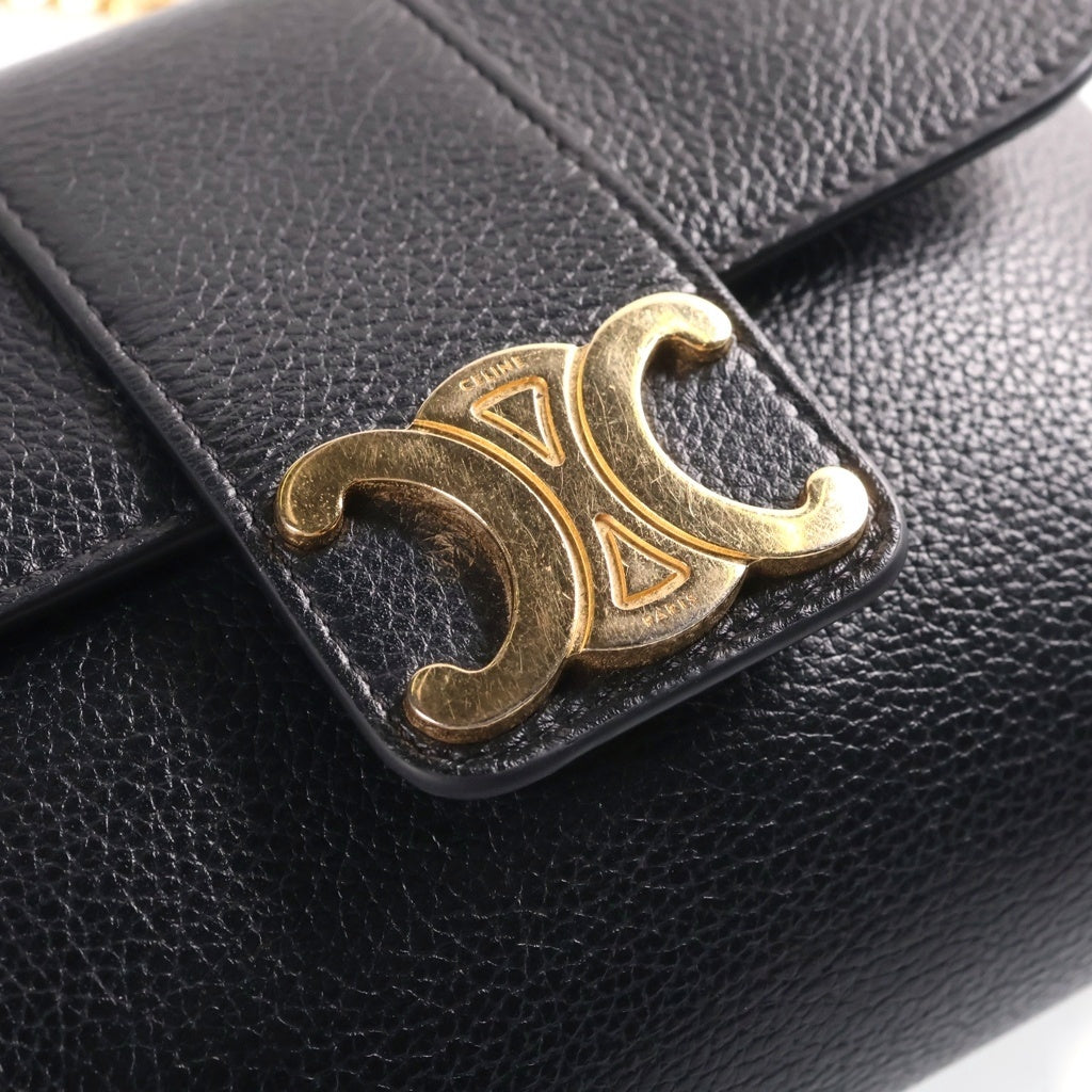 CELINE(セリーヌ) ミニ ヴィクトワール サプルグレインドカーフスキン レザーショルダーバッグ ブラック 10N113GGR.38NO レディース