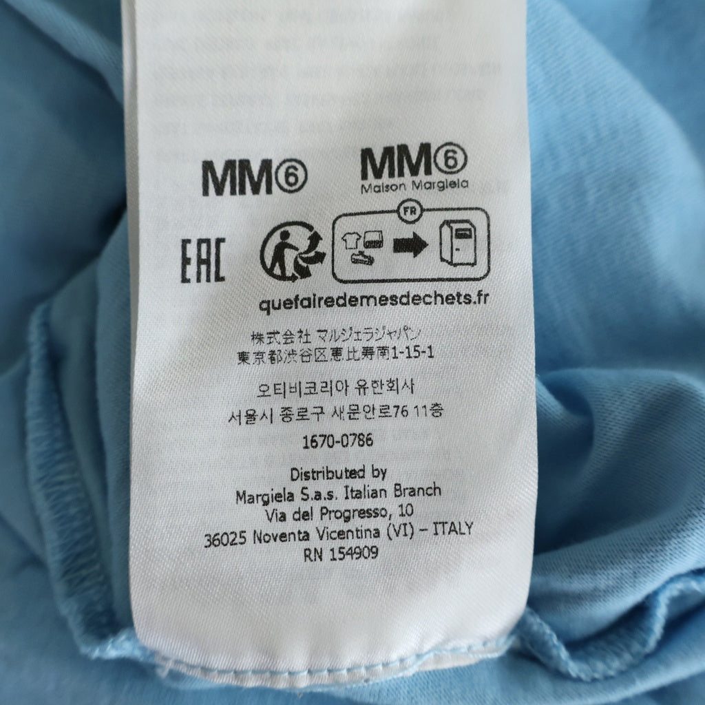 MM6 Maison Margiela(エムエムシックスメゾンマルジェラ) 24SSナンバリングロゴ クルーネック半袖カットソーTシャツ ブルー SH0GC0017 S24312