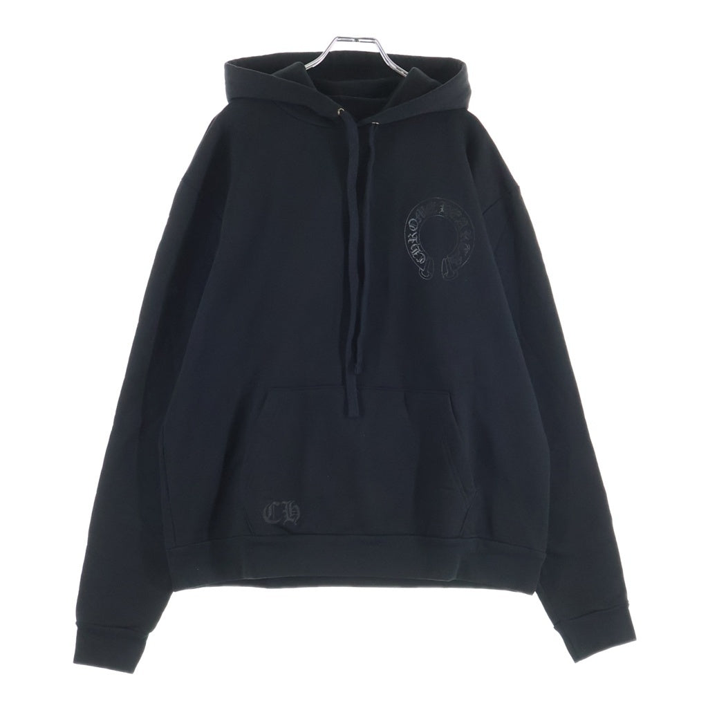 CHROME HEARTS(クロムハーツ) SWTSHRT HD PLVR プルオーバーパーカー オンライン限定袖フローラルアーチロゴパーカー ブラック