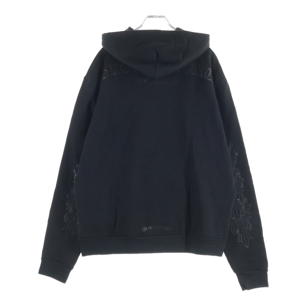 CHROME HEARTS(クロムハーツ) SWTSHRT HD PLVR プルオーバーパーカー オンライン限定袖フローラルアーチロゴパーカー ブラック